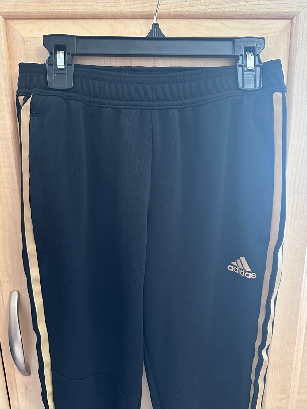 Adidas Black Joggers with Gold Stripes